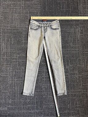 Women’s Bongo Skinny Jeans Acid Wash Embroidered Pockets Size 3 Y2K